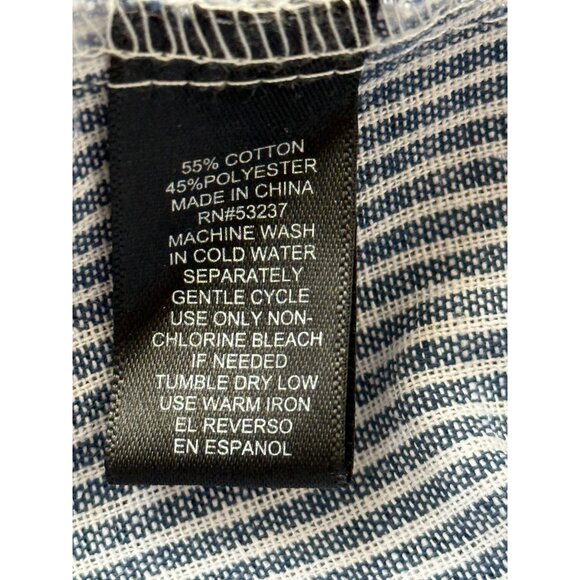 Mlle Gabrielle Womens Shirt Dress Blue Striped Button-Up Lagenlook Size L - Picture 7 of 7